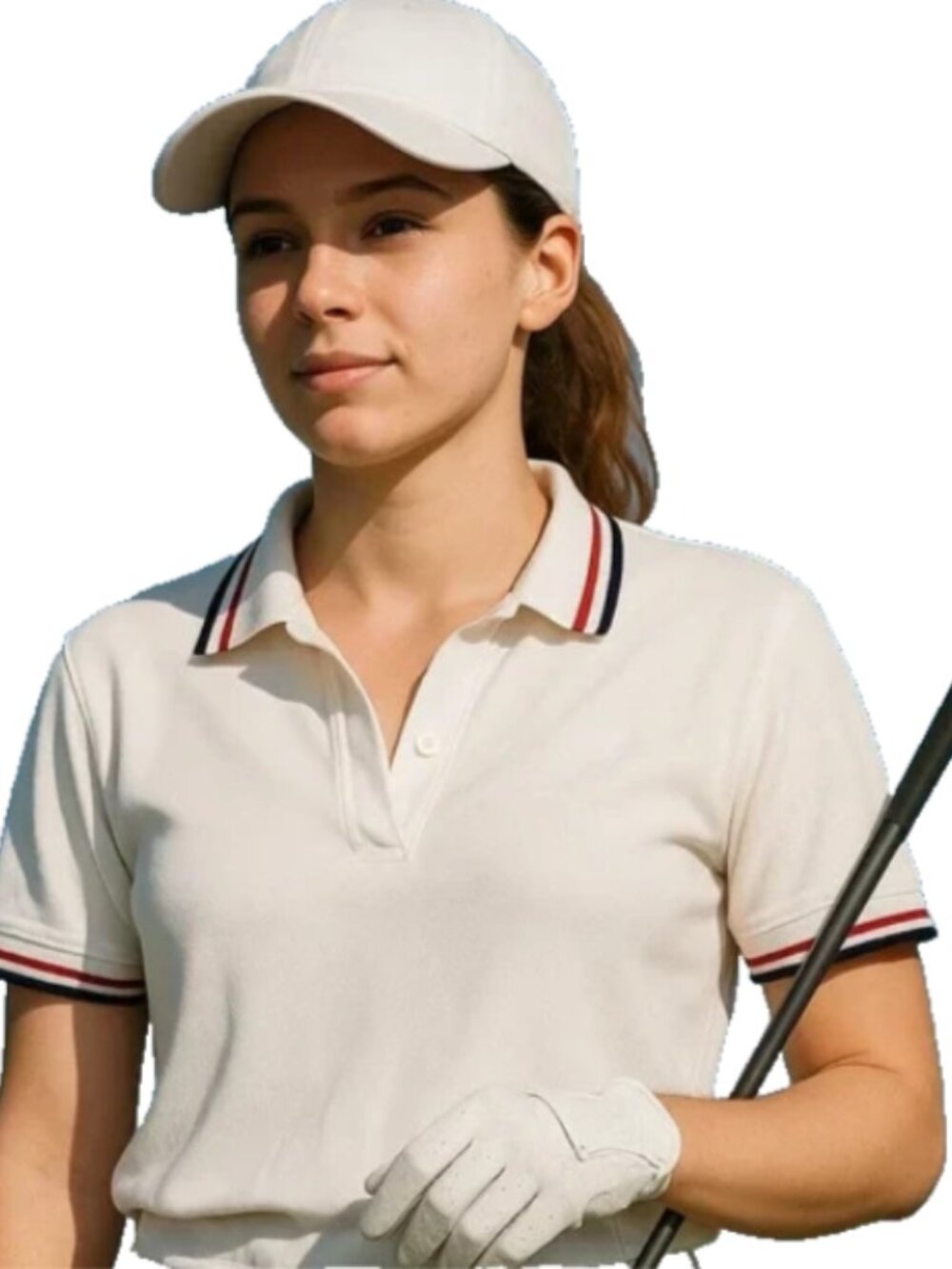 NEW POL Woman's Small White Cotton Short Sleeve Polo Shirt Red Black Stripe Trim